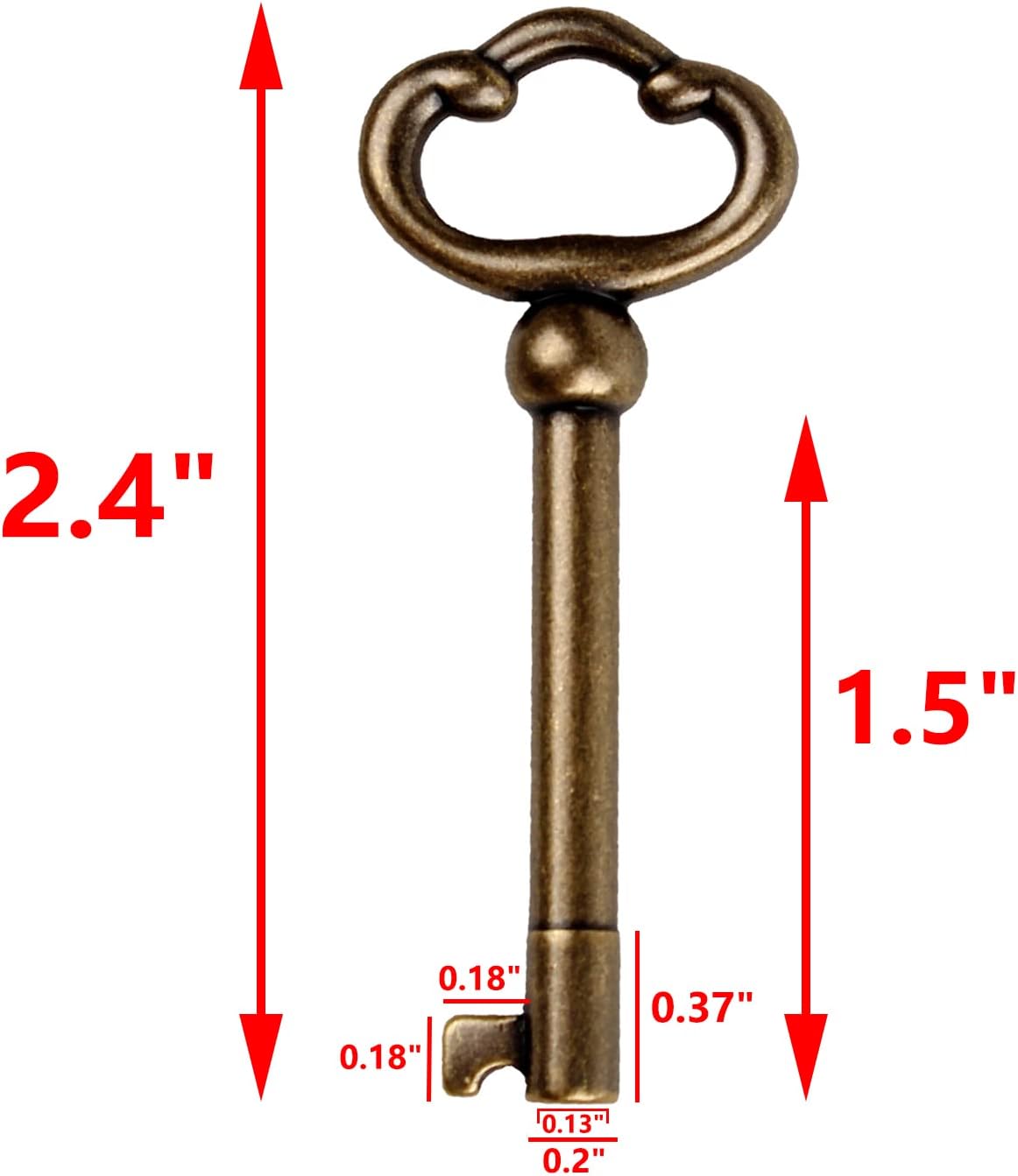 KY-2AB Universal Skeleton Key,Antique Brass Plated Hollow Barrel Skeleton Key for Cabinets,Curio,Jewelry Boxes,Desk and More(2 Pack)