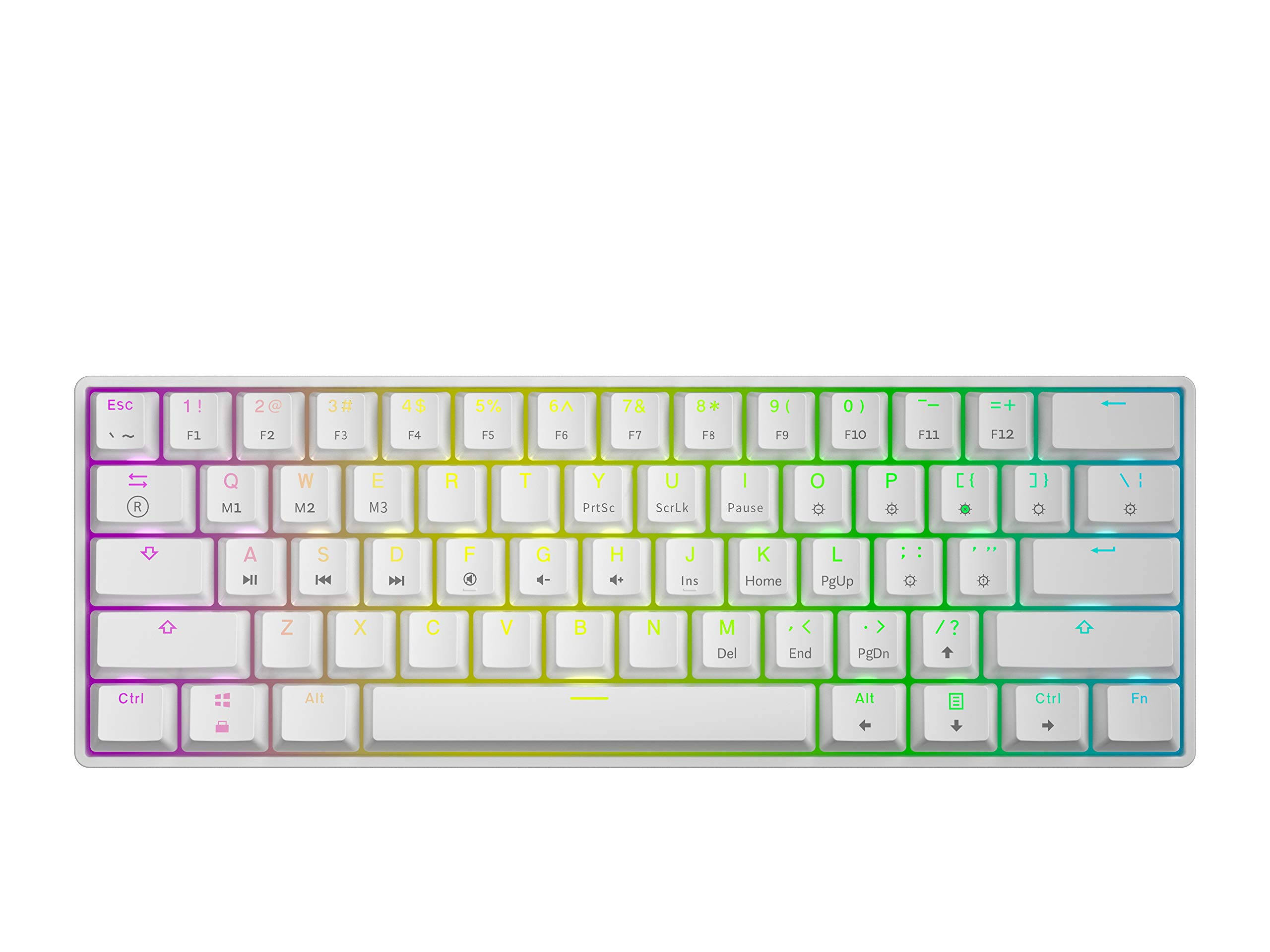 GK61 Mechanical Gaming Keyboard - 61 Keys Multi Color RGB Illuminated LED Backlit Wired Programmable for PC/Mac Gamer (Gateron O