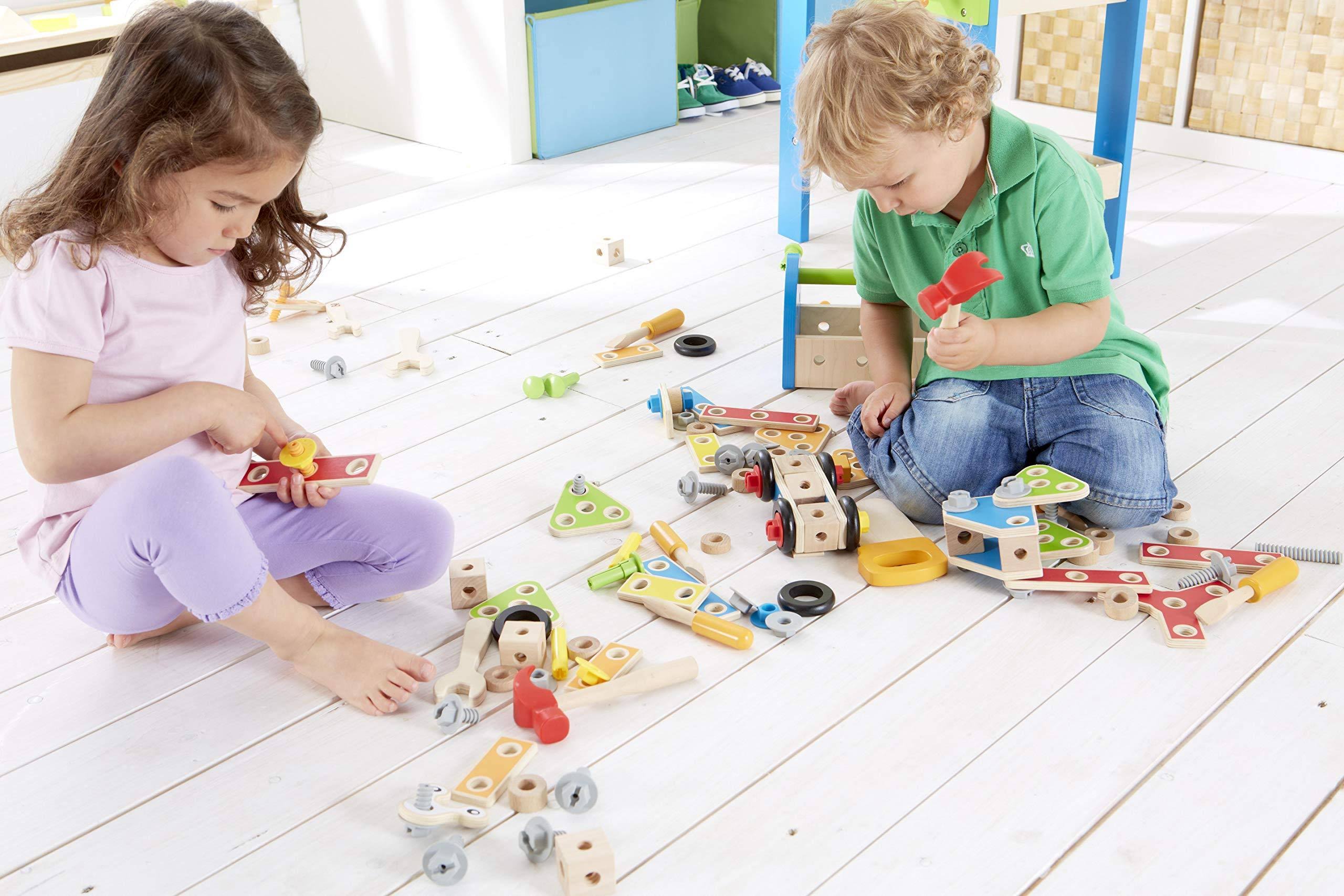 Hape Master Workbench Kid's Wooden Toolbench Pretend Builder Set