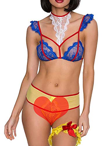 Sexy Cosplay Princess Lingerie Costumes for Women Lace Bra and Panty Set Halter Babydoll