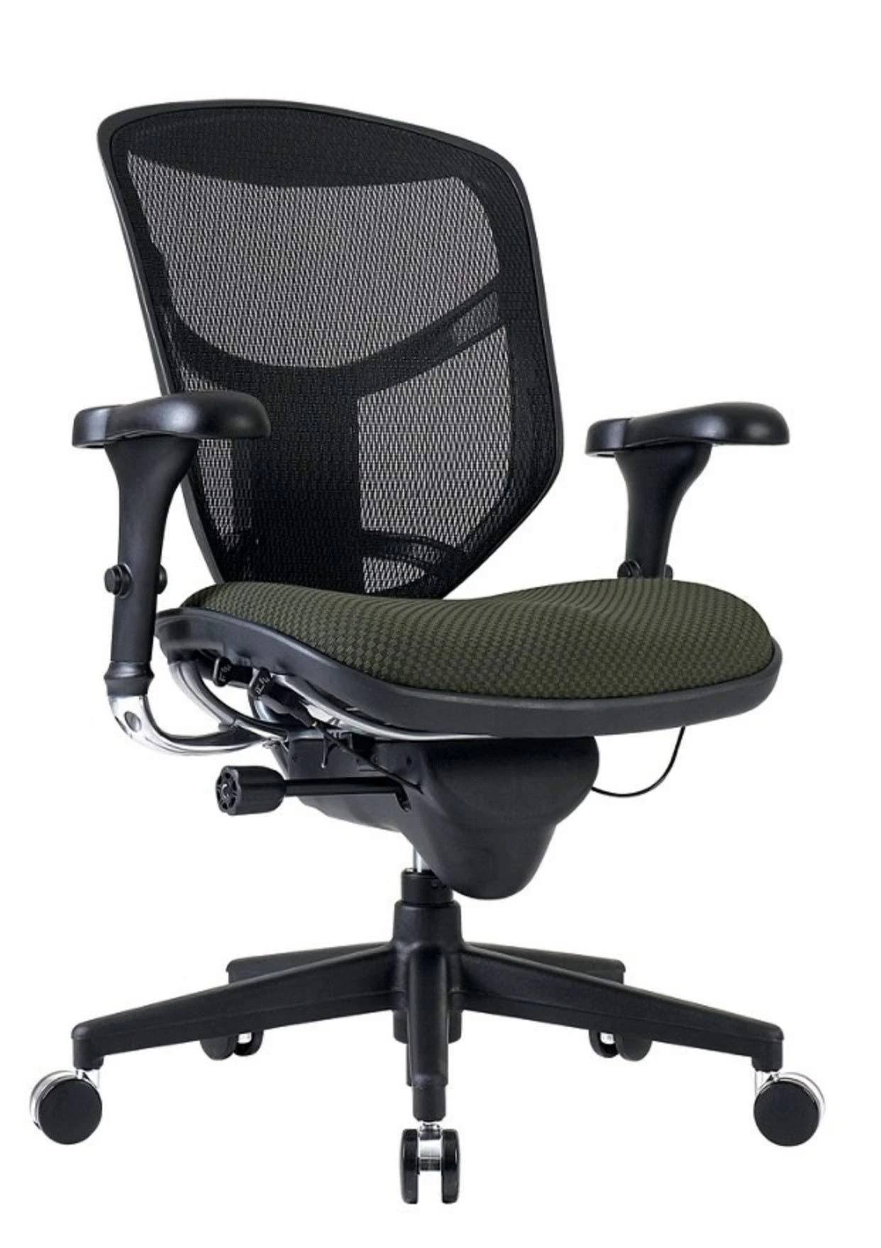 WorkPro Quantum 9000 Series Ergonomic Mesh/Premium Fabric Mid-Back Chair, Olive/Black