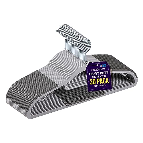 Versatile Clothes Hanger Set - 80 Pieces Space-Saving Dry and Wet Clothes Hanger Set with 360° Swivel Hook and Non-Slip Rubber Design - Black