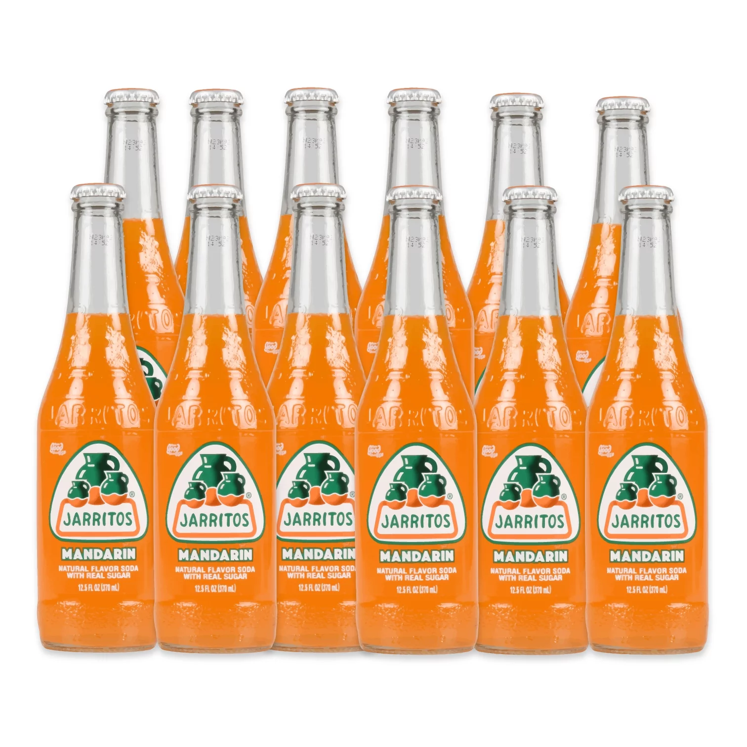 Jarritos Mandarin Natural Flavor Soda With Real Sugar 12/12.5 fl. oz. Glass Bottle Case (12-Pack)