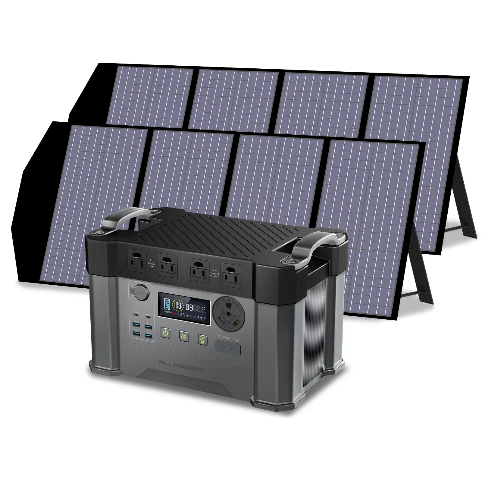 ALLPOWERS S2000Pro Portable Solar Generator Kit, 2 Pack 140W Foldable Solar Panel with 2400 Watt 1500Wh Power Station, with 30A RV Port, Solar Charger for Camping, Home, [Shipping Separately]