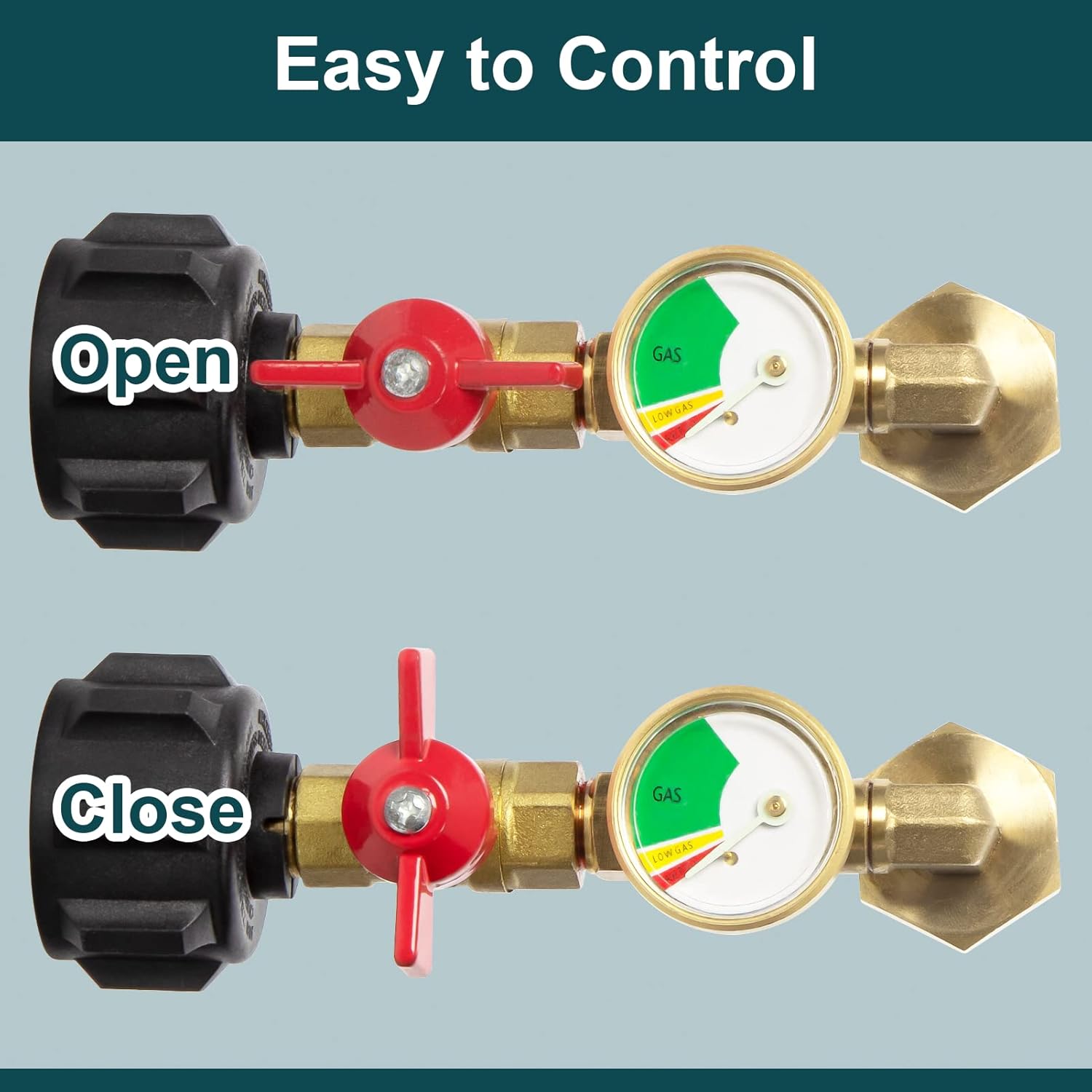 GASPRO Upgraded Propane Refill Adapter with Valve and Gauge, Fill 1 lb Bottles from 20 lb Tank, 90-Degree Elbow Design, Easy to Use, Solid Brass