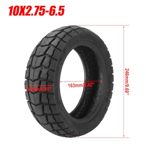 10x2.75‑6.5 Electric Scooter Tire Tubeless Tire 10 Inch Off-Road Tubeless Tyre 10x2.70-6.5 Vacuum Tire for Speedway 5 Dualtron 3 Electric Hover-1 Alpha JOYOPR S Hiboy Titan PRO Shock Absorption