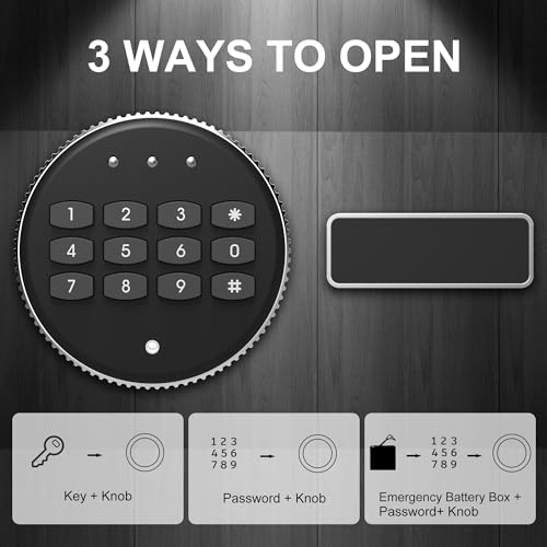 0.5 Cub Safe, Small Money Safe with Fingerprint Lock, Biometric Safe Box with Spare Key, Security Safe for Money Home Firearm Money Valuables, Black