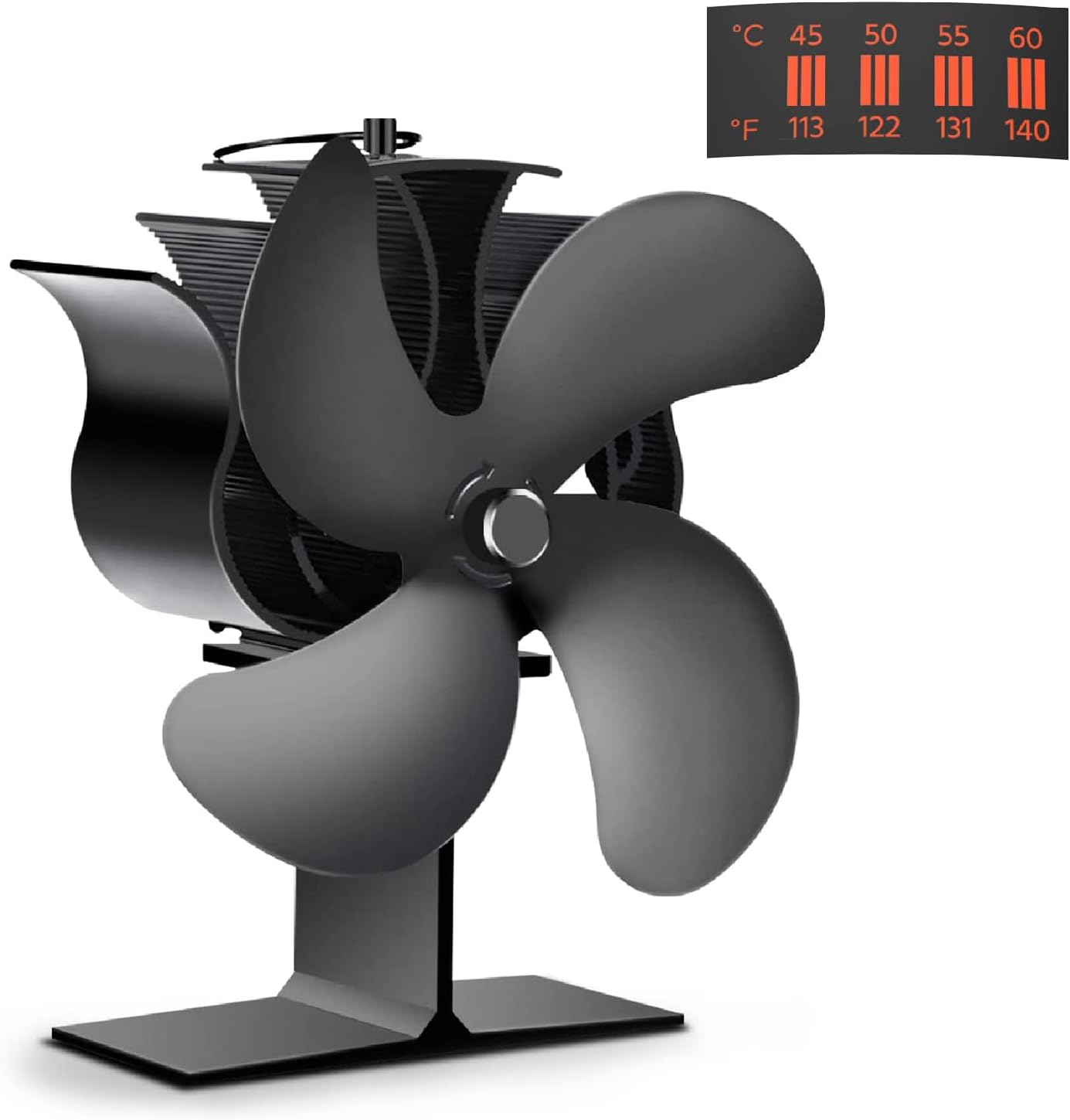 Heat Powered Stove Fan,4 Blades Heat Powered Wood stove Fan non-Electric ecofan for Home Circulating Warm Air Accessorie,Wood/Log Burner/Fireplace Pack of 2