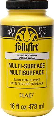 FolkArt Multi-Surface Satin Acrylic Paint in Assorted Colors, 16 oz, Titanium White 16 Fl Oz