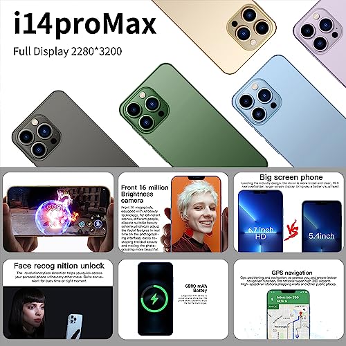 Unlocked Smartphone 6.7inch Cell Phone IP14pro Max 2+16GB HD Full Screen Straight Talk Phone Dual Sim Unlocked Android Phones Boost Mobile Phone