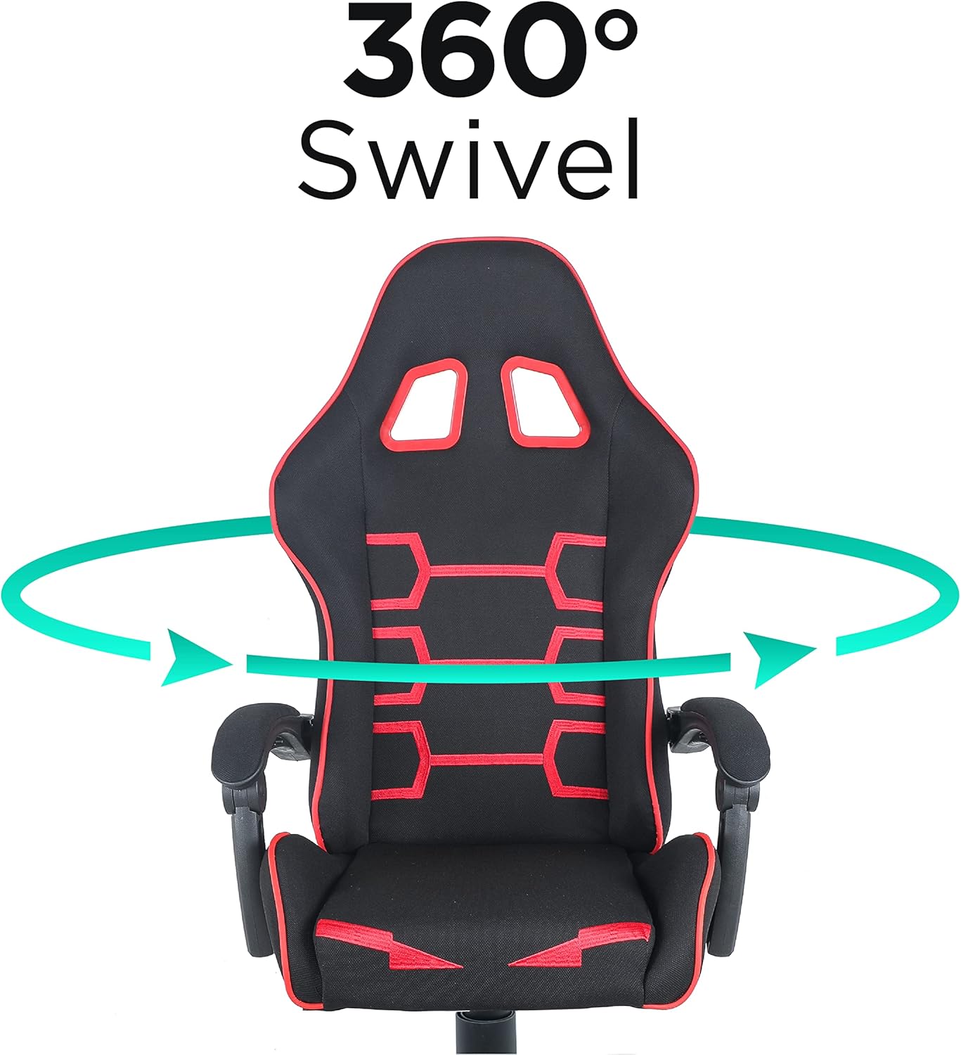 Reclining mesh Fabric Gaming Chair with Hinged Armrests, Black/Red