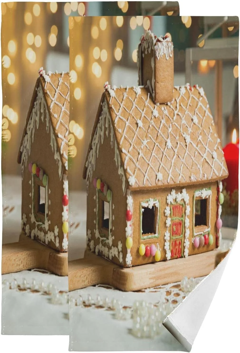 Gingerbread House Hand Towels 2 Pack, Christmas Decor Kitchen Towel Ultra Soft and Highly Absorbent,Decorative Fingertip Face Towel for Bathroom Hotel 28x15in