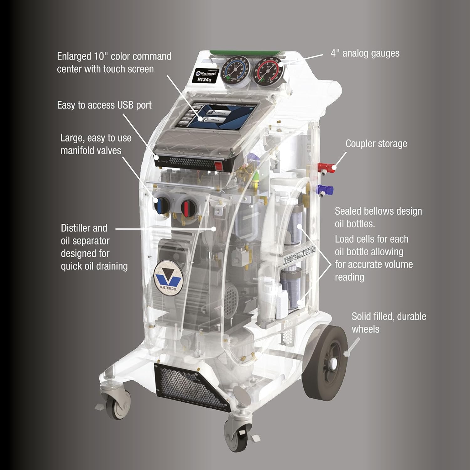 Commander4100 Recover/Recycle/Recharge Machine (R1234yf and Hybrid) with Refrigerant Identifier