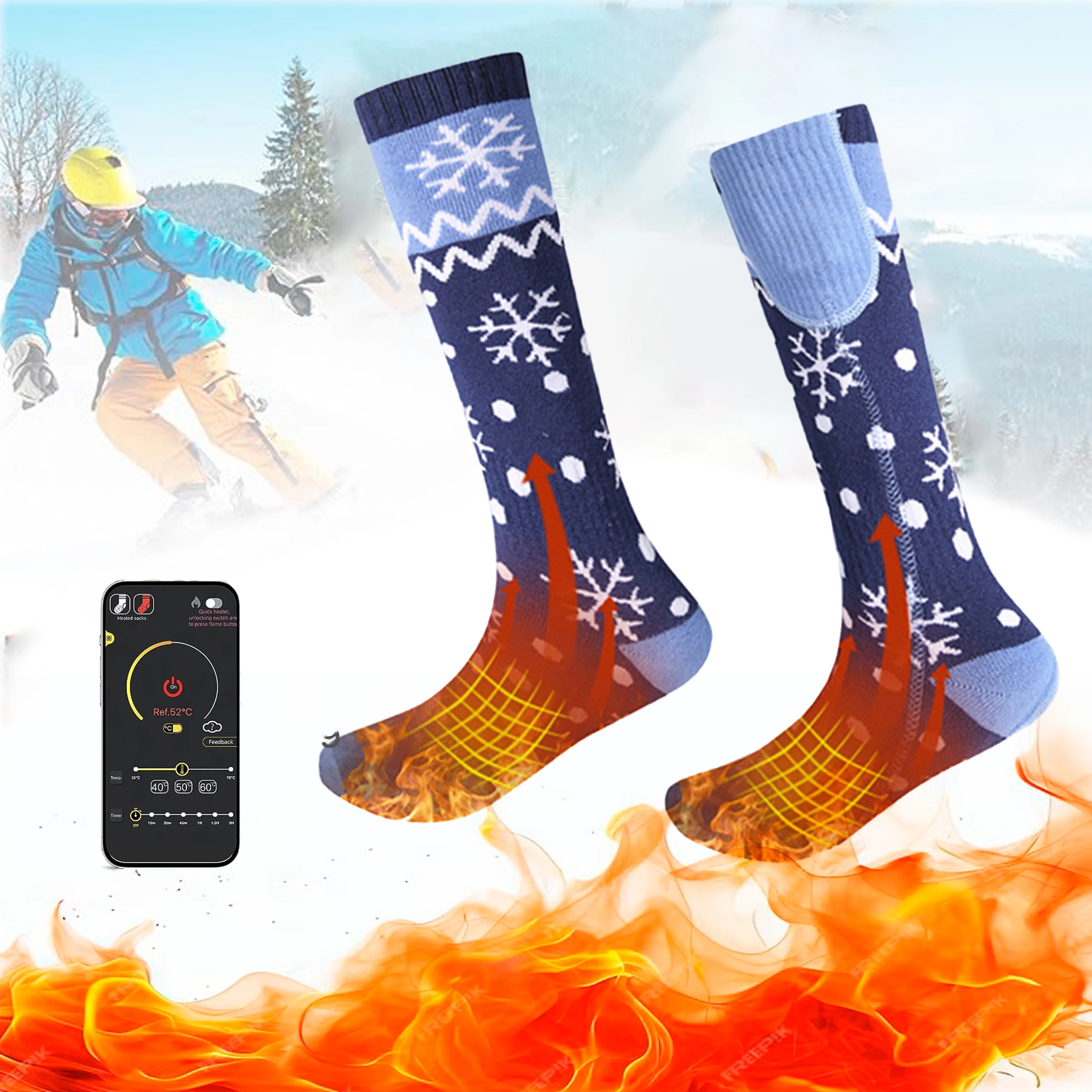 5000mAh Rechargeable Heated Socks for Men Women,Washable Electric Thermal Warming Socks with APP Remote Control for Hunting Winter Skiing Outdoors