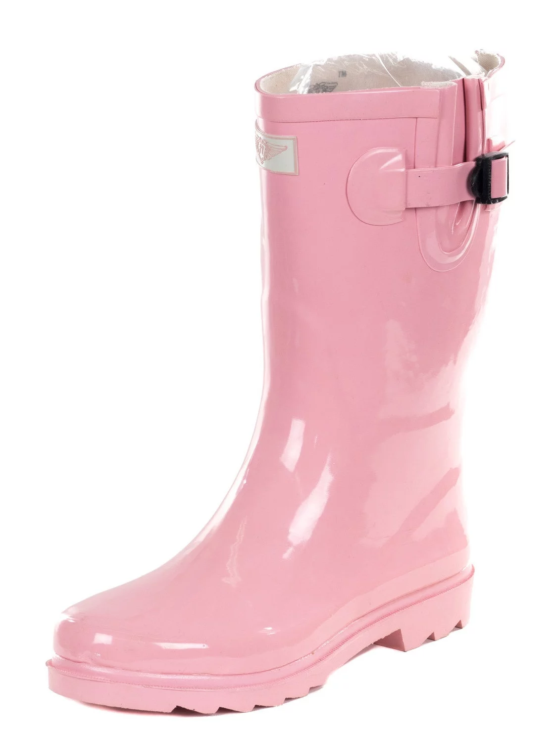 forever young women's pink rubber 11-inch mid-calf rain boots