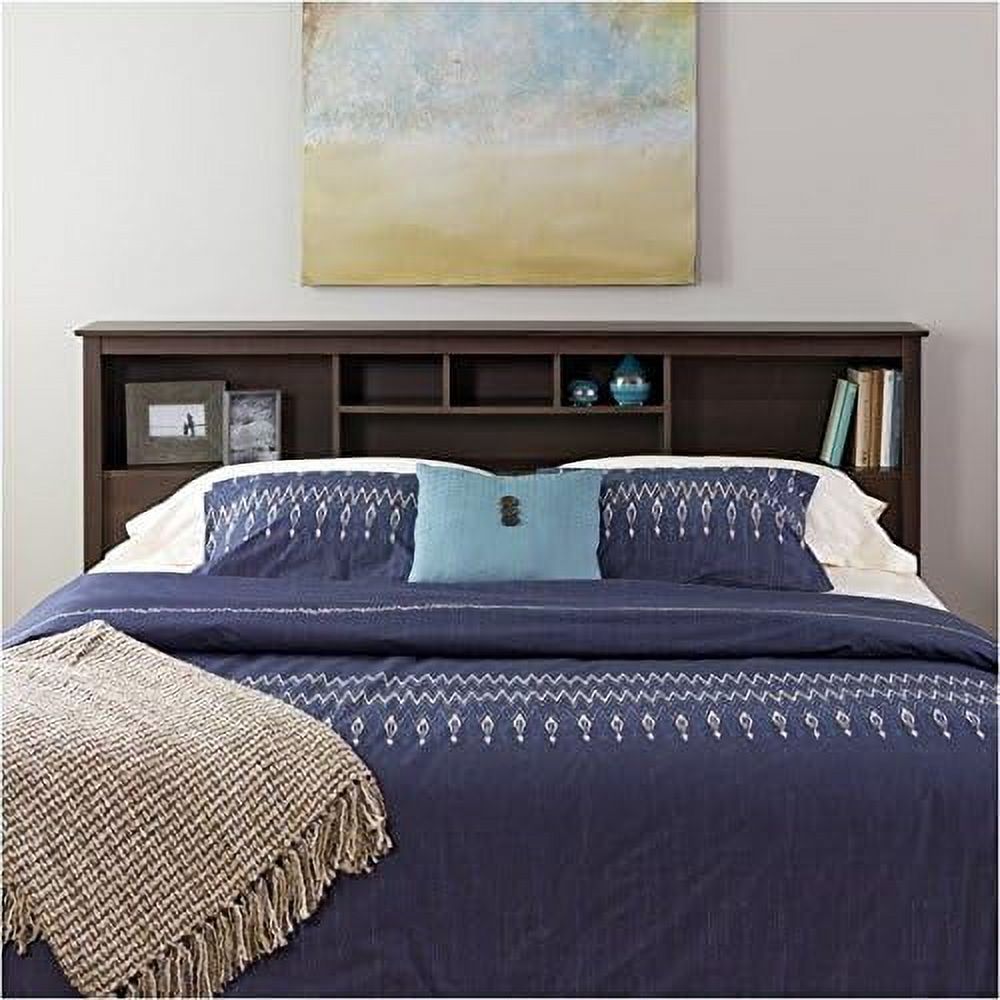 Transitional Wood King Bookcase Headboard In Espresso
