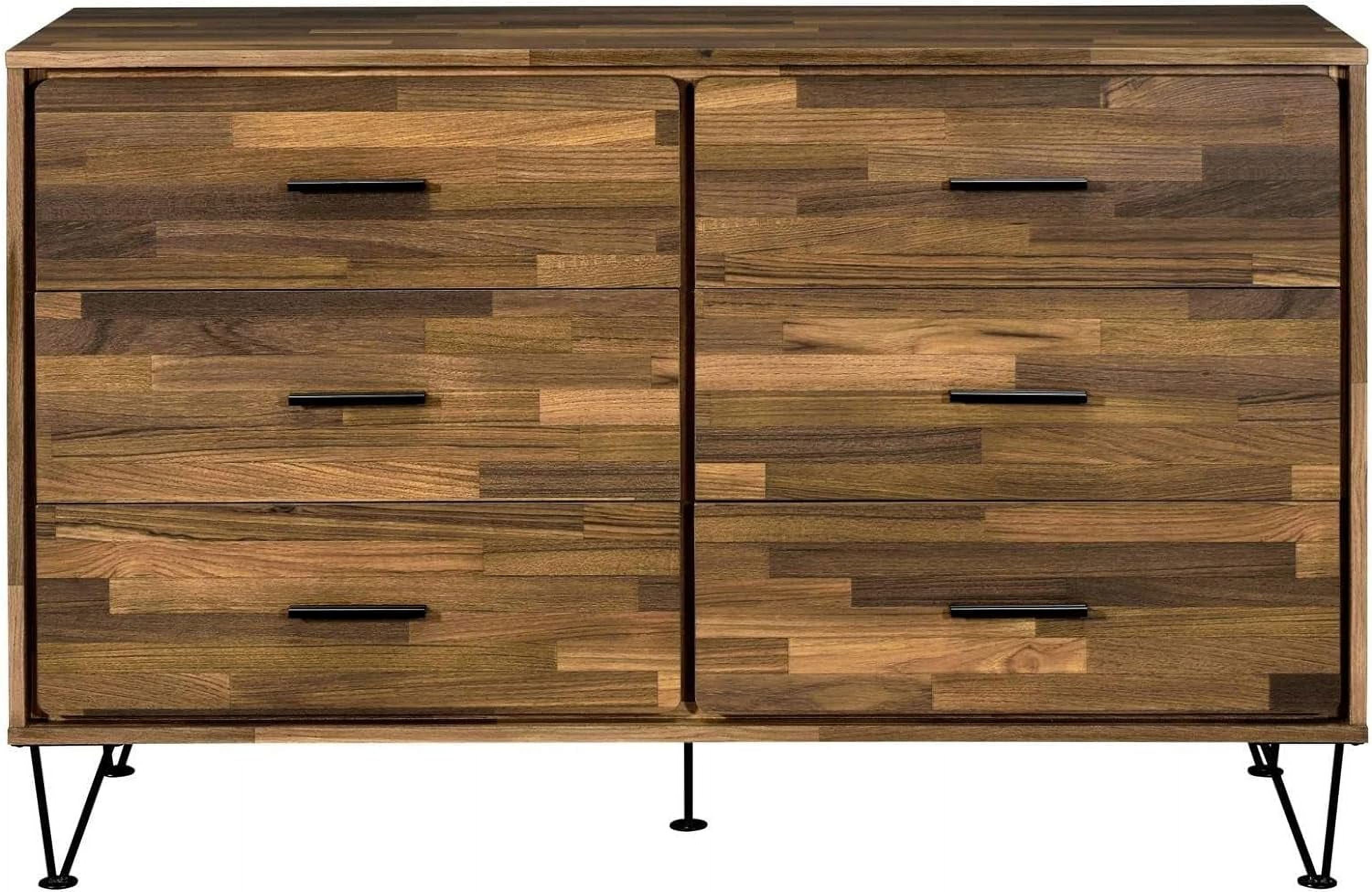 Hestia 6-Drawer Wooden Dresser In Walnut Finish