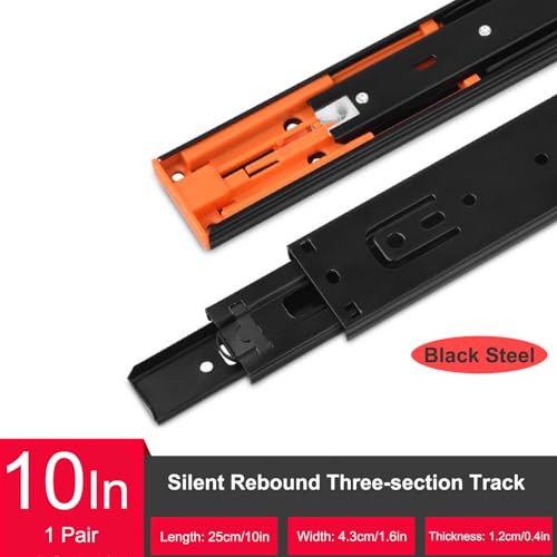 Drawer Slides， 1 Pair Push to Open Drawer Slides 10 12 14 16 18 20 Inch 100 Lb Load Capacity Side Mount Handleless Ball Bearing Full Extension Touch Rails Cabinet Runner (Size : 50cm/20Inch) (Size :