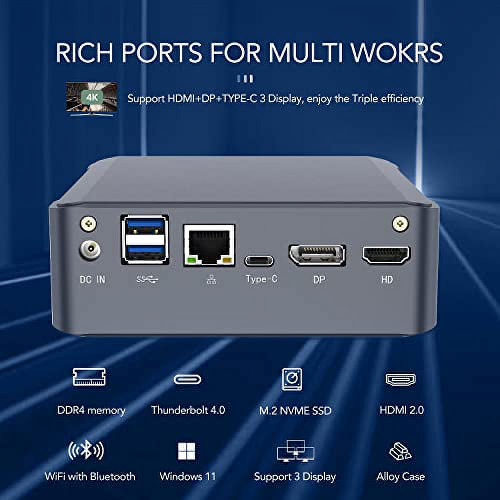 11th Mini PC Windows 11, Core i5 1135G7, 16GB DDR4 RAM 1TB NVME SSD, HD2.0, DP, 4K HTPC, USB-C full feature, Thunder-bolt4, Gigabit Lan, Dual Band Wifi 9260AC, BT5.0, Small Form Factor Computer