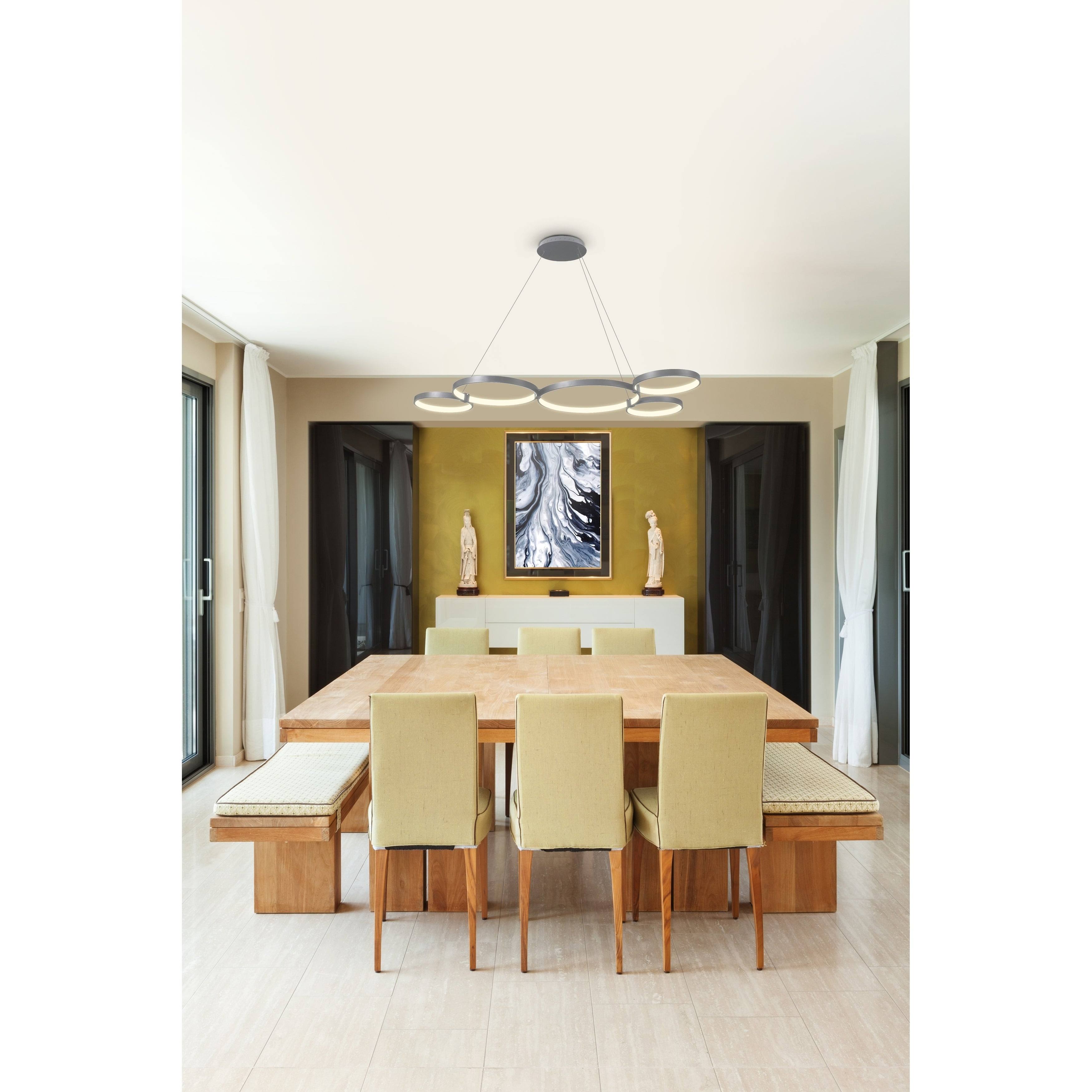 VONN Lighting VMC32410AL Capella Silver 55x22 LED Modern Adjustable Multi-Ring Chandelier