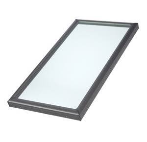 Velux FCM Curb Mounted Fixed Skylight - 22 x 34 Tempered Solar Single Pleated Blind Lovely Latte