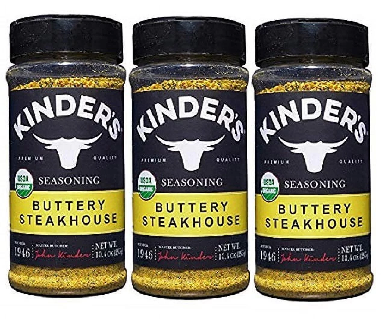 Kinder's Organic Buttery Steakhouse Seasoning Rub 10.4 Ounce (3 Packs)