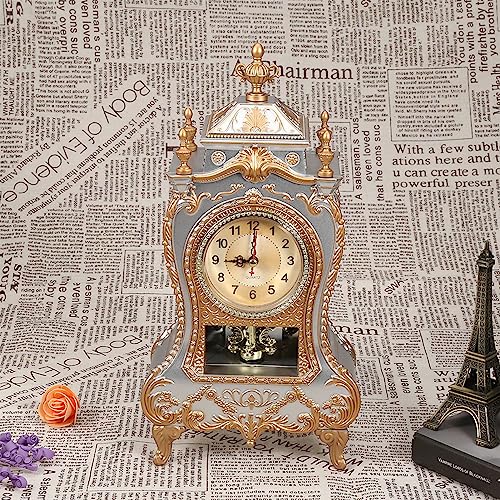 Wnvivi Vintage Table Clock,Decorative Antique Desk Alarm Clocks,Old Fashioned Alarm Clock for Home Office Shop Decoration(White)