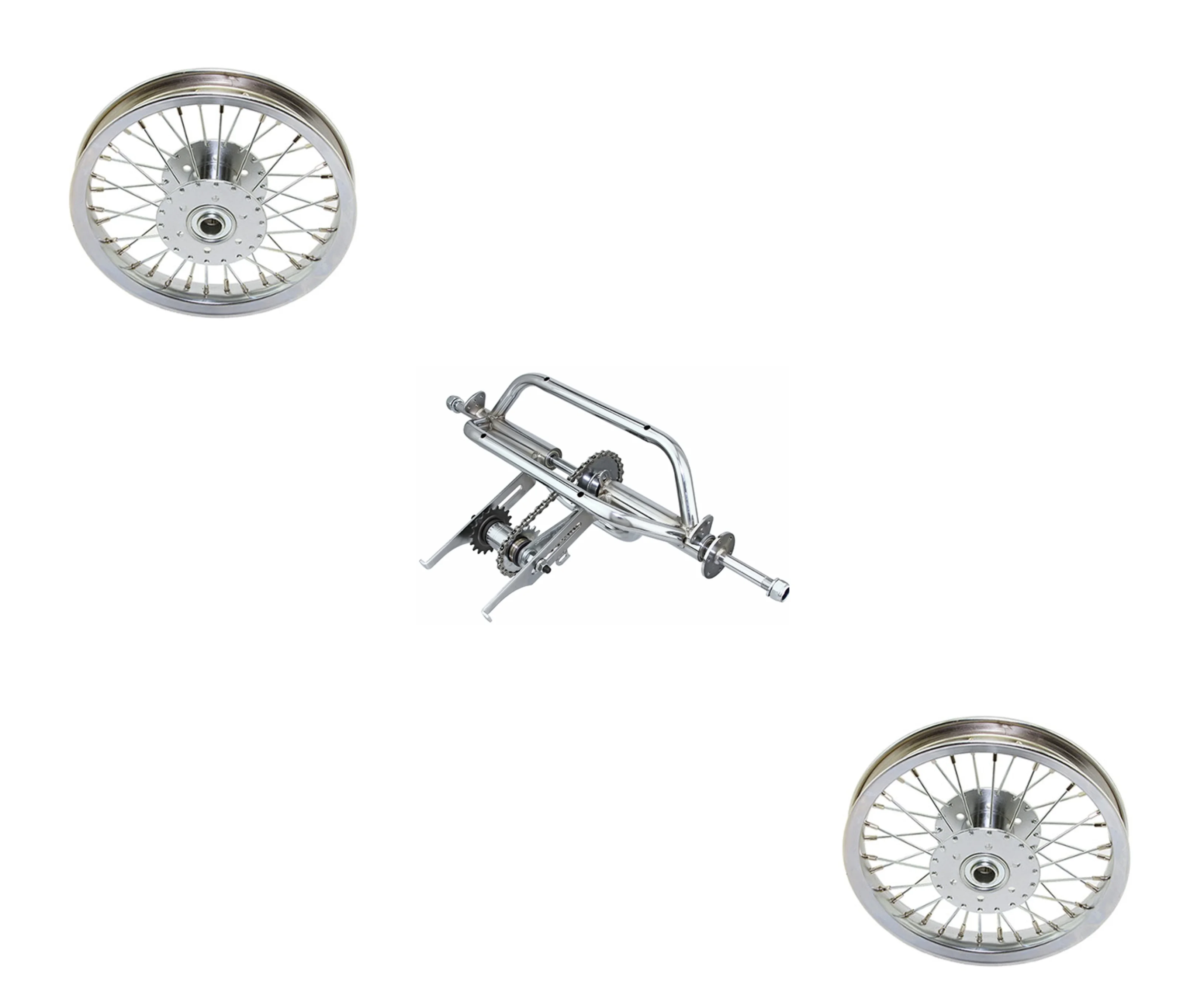 Chrome Trike Conversion Kit for 12 inch Bicycle. Comes with Two 12