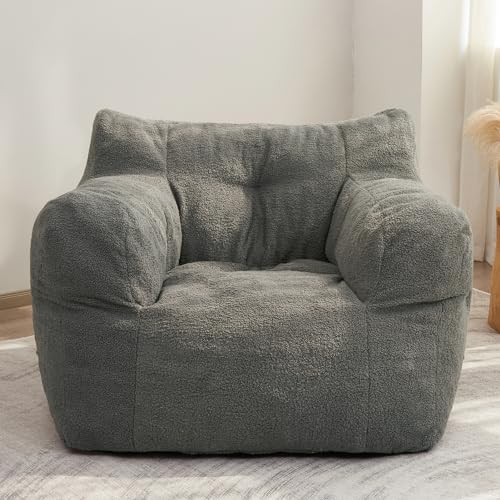 HIGOGOGO Giant Bean Bag Chairs for Adults,Big Comfy Chair Sofa for Bedroom Living Room, Large Lazy Bean Bag Chair with Pocket Armrests for Gaming, Reading