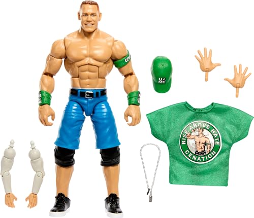 Mattel WWE Elite Collection WrestleMania Action Figure Set, John Cena Collectible with Accessory & Nicholas Build-A-Figure Parts