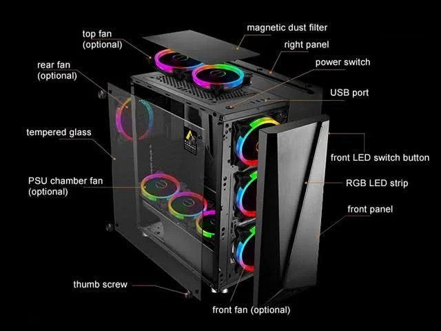 Bgears B-draco 5907 RGB Front with Tempered Glass Side ATX Mid Tower Case