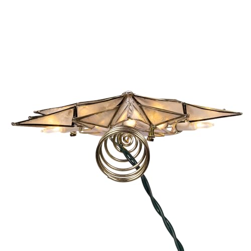 Kurt Adler 10-Light 12-Point Capiz Star and Center Gem Treetop