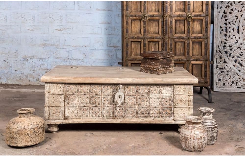 | Hand Carved Pitara Chest Coffee Table | Hand Carved Furniture | Living Room Furniture | Lifestyle Decor Furniture | Cabinet | Sideboard | Furniture |