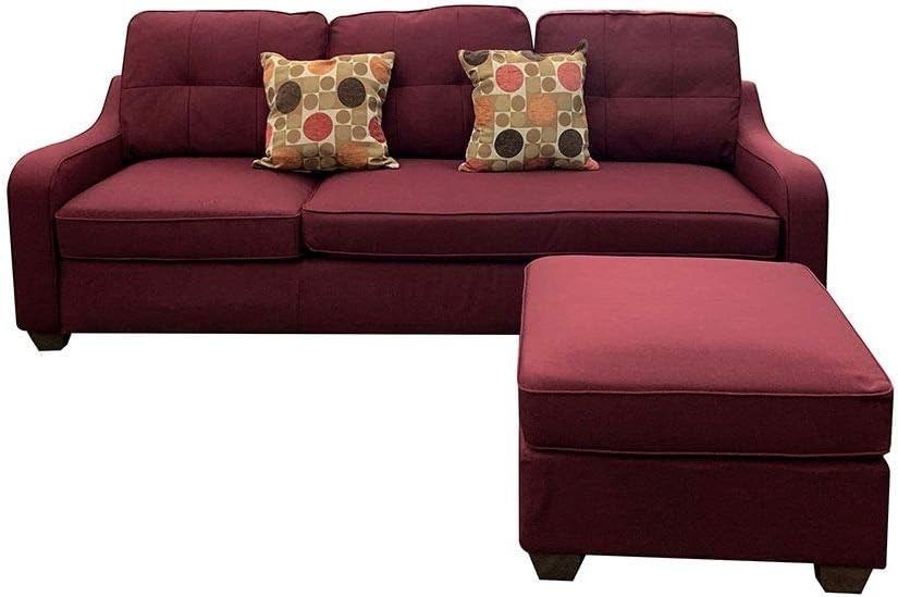 Cleavon II Sectional Sofa & 2 Pillows in Red Linen 53740