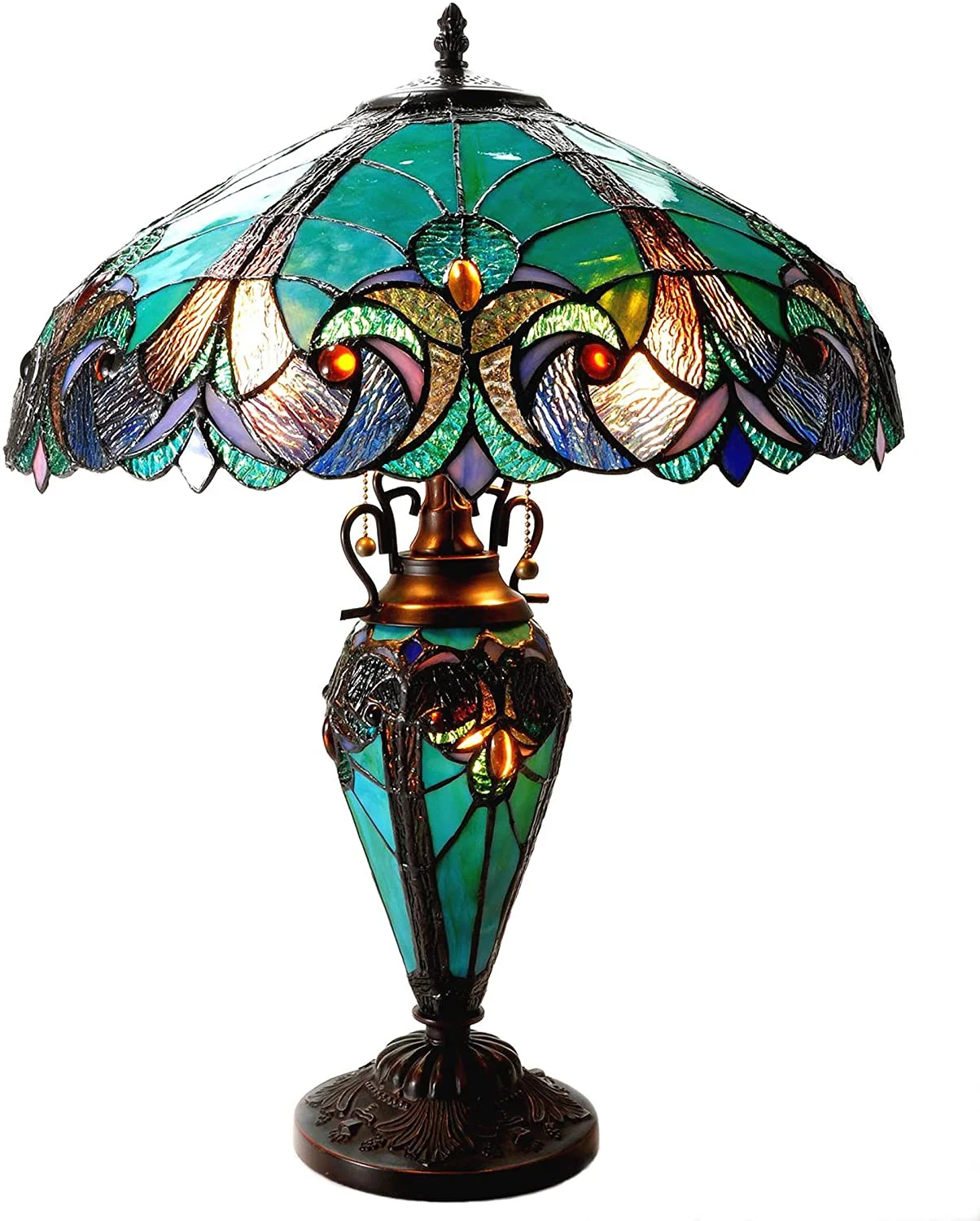 RADIANCE Goods Tiffany-Style 3 Light Victorian Double Lit Table Lamp 18