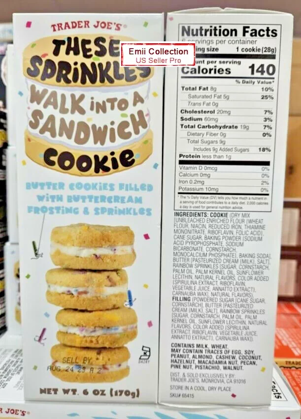 Trader Joe's These Sprinkles Walk Into A Sandwich Cookie 6oz 170g (2 Boxes)