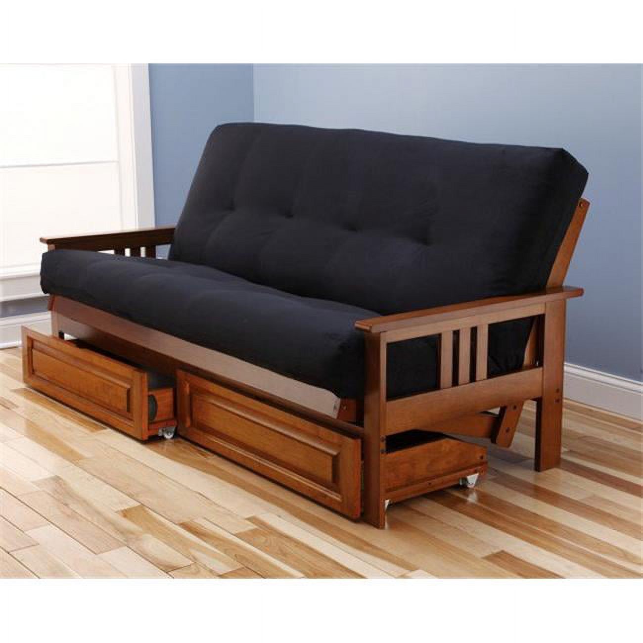 Kodiak Furniture Monterey Futon with Suede Fabric Mattress in Barbados/Black