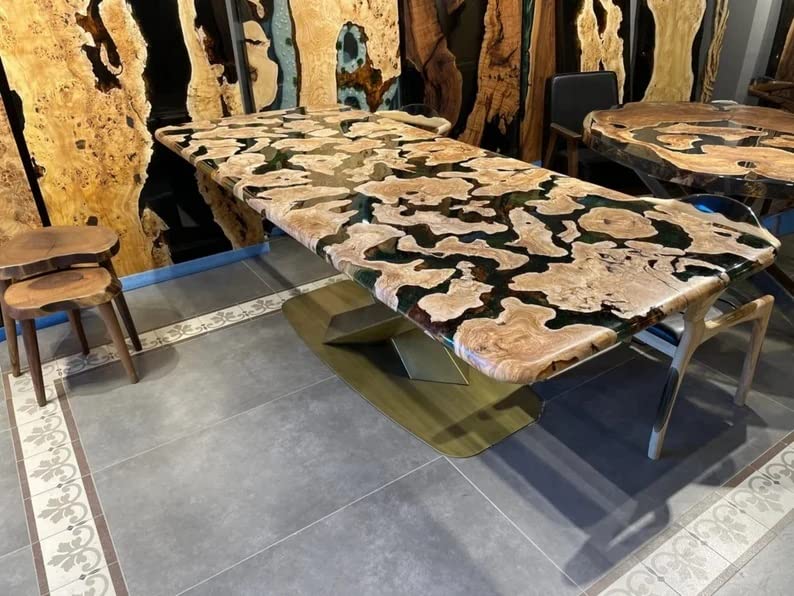 Personalized Large EPOXY Table, Resin Dining Table for 2, 4, 6, 8 River Dining Table Top, Wood Epoxy Coffee Table Top, Living Room Table (without Stand, 36 x 20inches)