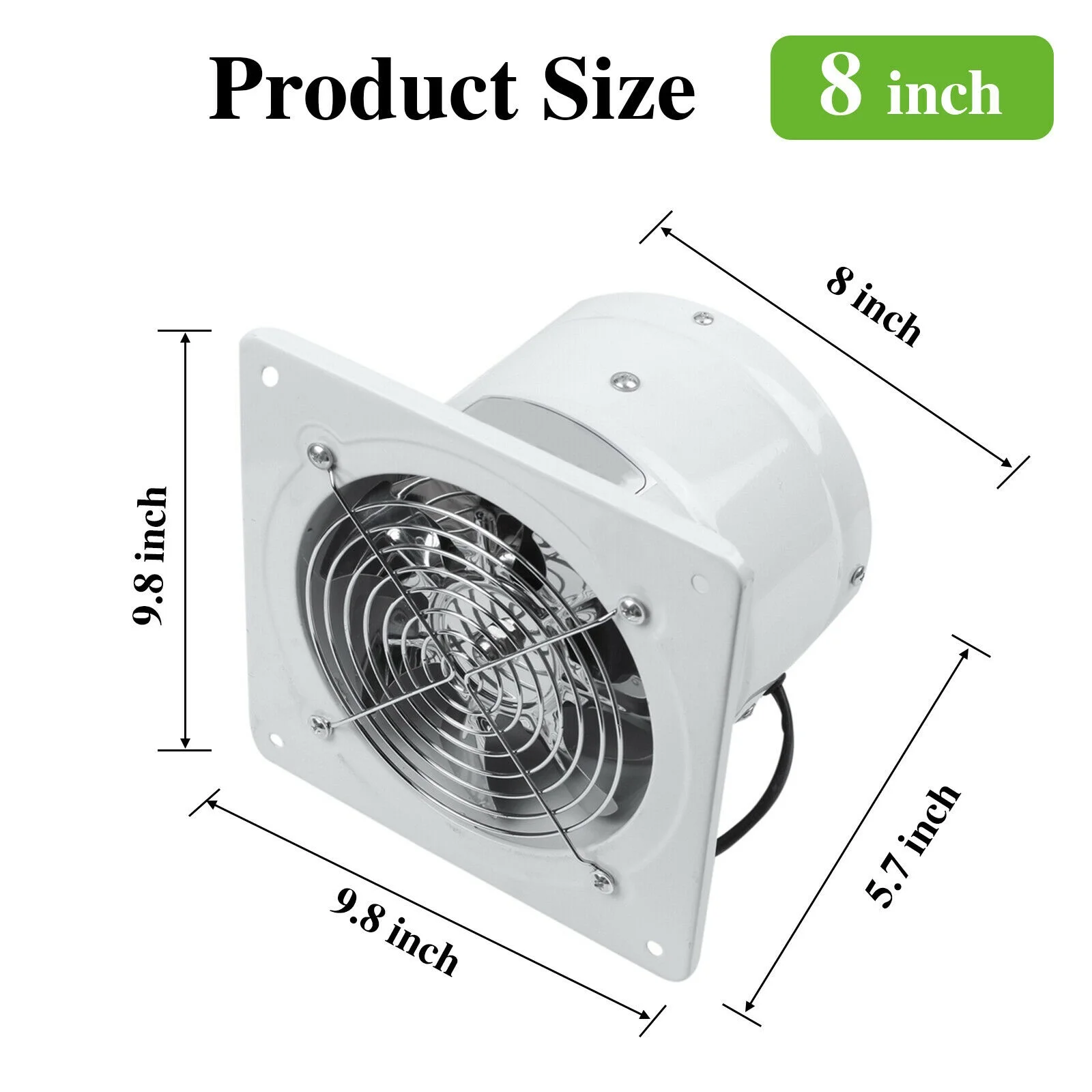 Exhaust Fan Ventilation Extractor Fan, Wall Mounted, Square Blower, 8