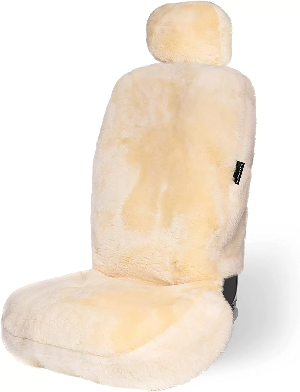 Zone Tech Genuine Sheepskin Ivory Car Seat Cover, Fluffy Luxury Wool Front Seat Covers, Universal Fits Car, Truck, SUV, & Van