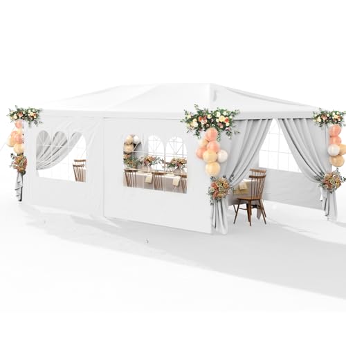 Party Tent 10x30 Outdoor Wedding White Tents for Parties, Heavy Duty Canopy Event Tents for Parties Gazebo Shelter with 7 Removable Sidewalls Waterproof Party Wedding BBQ Events Tent Shelter