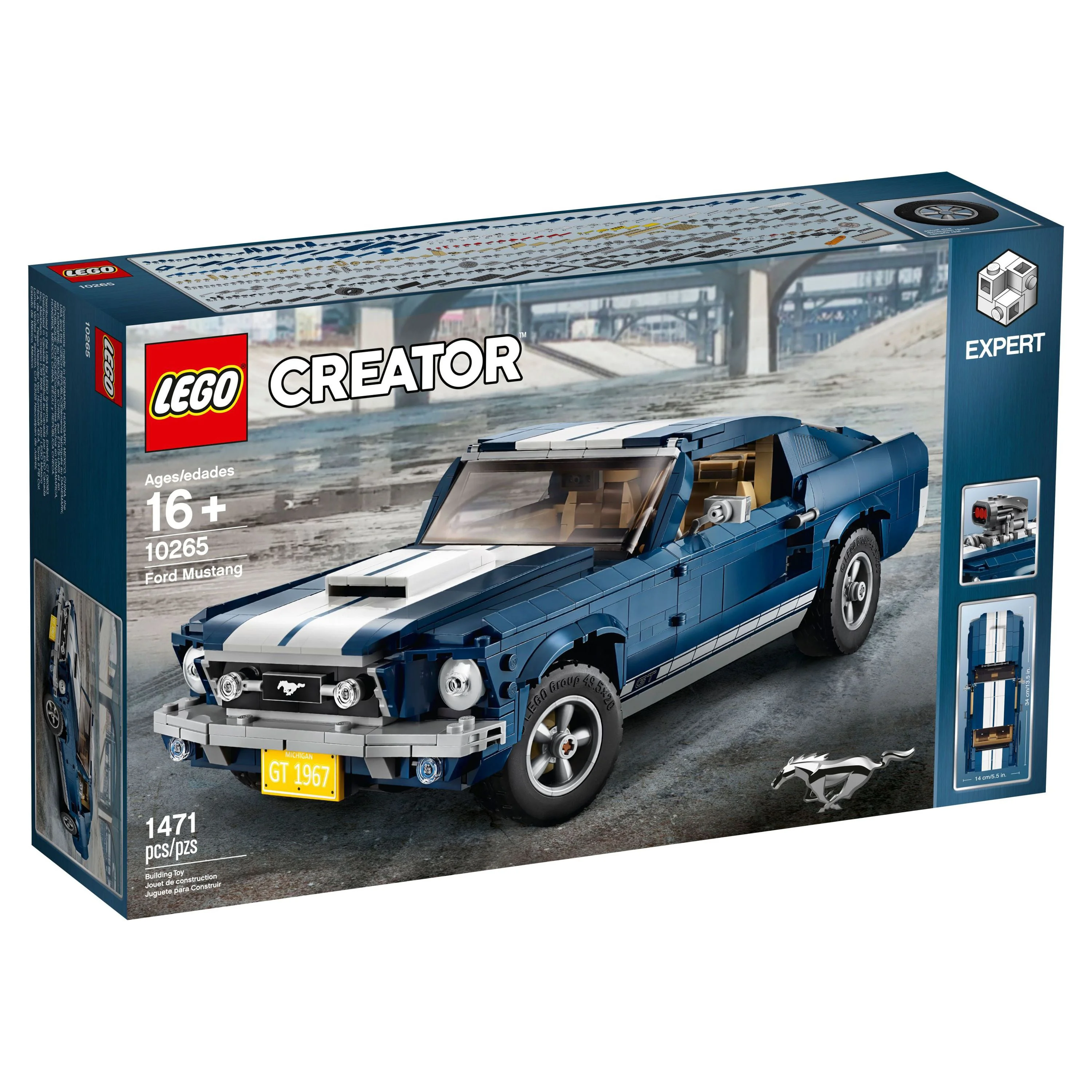 LEGO Creator Expert Ford Mustang 10265 Building Set - Exclusive Advanced Collector's Car Model, Featuring Detailed Interior, V8 Engine, Home and Office Display, Collectible for Adults and Teens