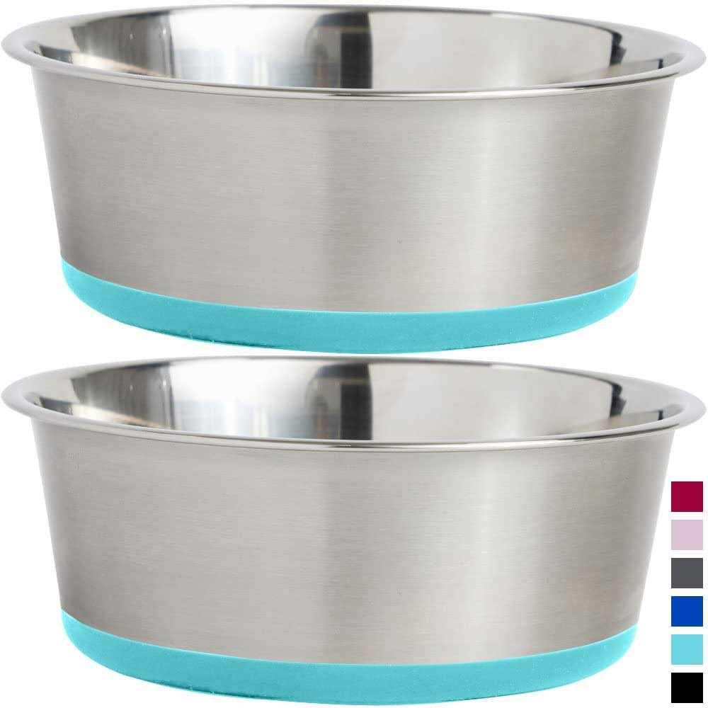 Gorilla Grip Stainless Steel Metal Dog Bowl Set of 2 Rubber Base - Pet Supplies online store