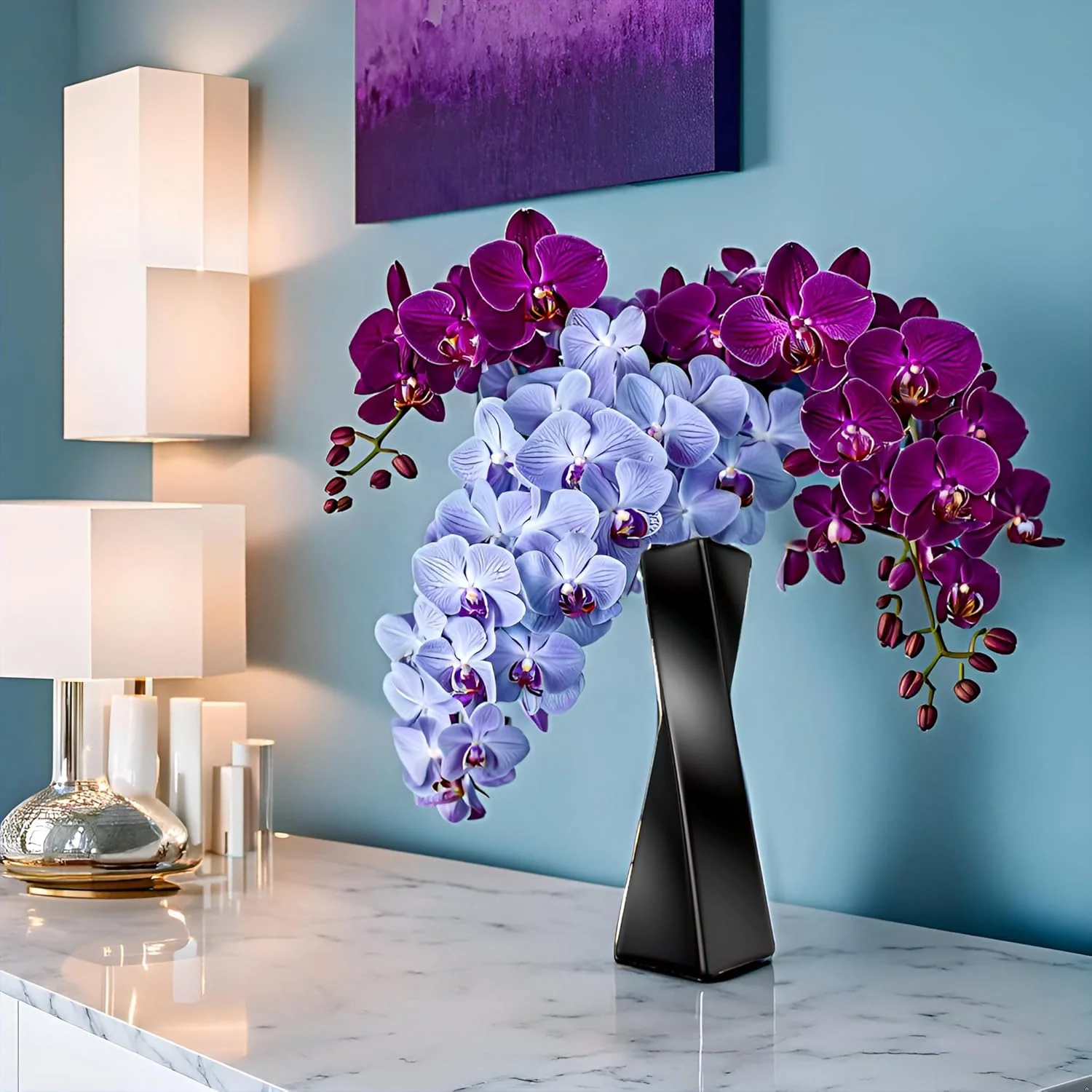 Ceramic Geometric Modern Farmhouse Vase, Black