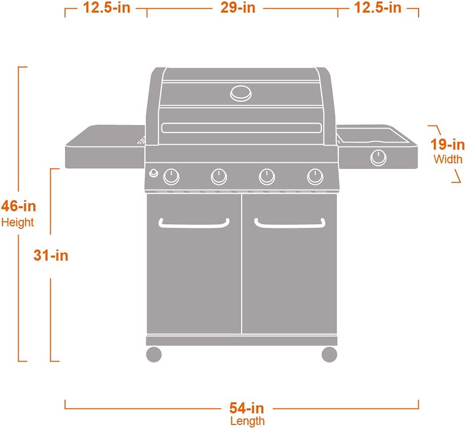 Monument Grills 41847NG Convertible 4-Burner Cabinet Style Natural Gas Grill ,Stainless Steel Propane Grills, LED Controls,Side Burner(Without Conversion Kit)