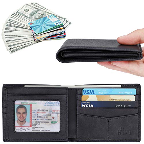 HIMI Wallet for Men-Genuine Leather RFID Blocking Bifold Stylish Wallet With 2 ID Window
