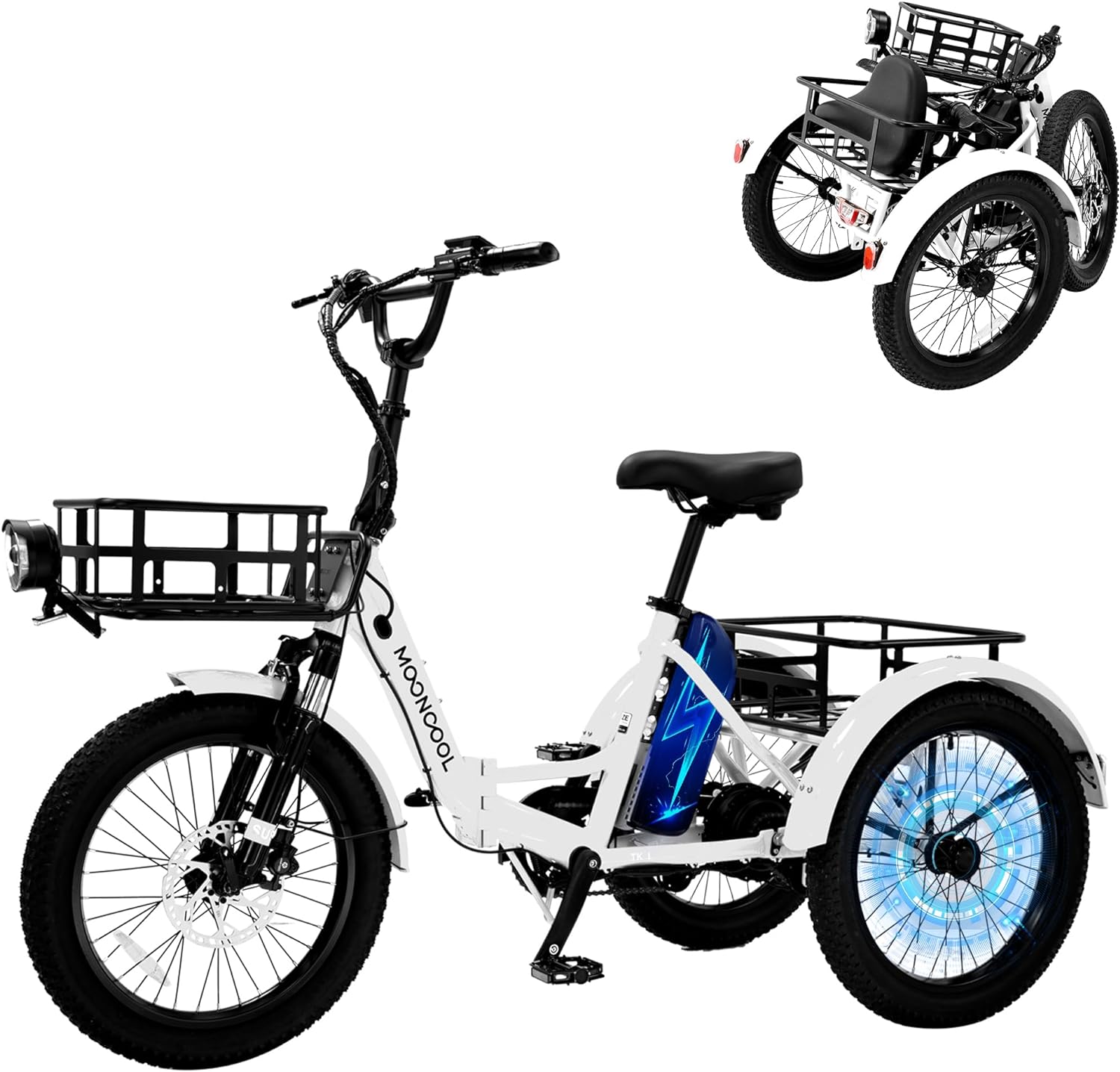 ABORON Folding Electric Tricycle for Adults, 48V Motor 20