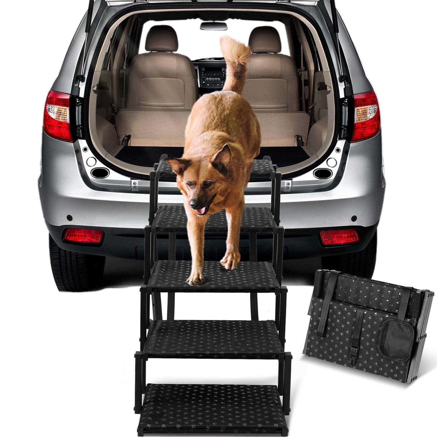 Dog Stairs for Car Foldable Dog Ramps for Large Dogs with Non Slip Surface, Portable Dog Steps for Cars and SUV - Pet Supplies online store