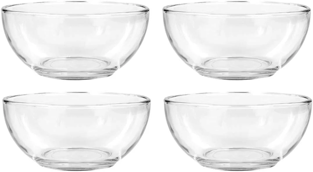 Clear Glass Bowls, 6 In. For Kitchen Prep, Dessert, Dips, Soups, Salads, Cereal, And Candy Dishes Or Nut Bowls (4)