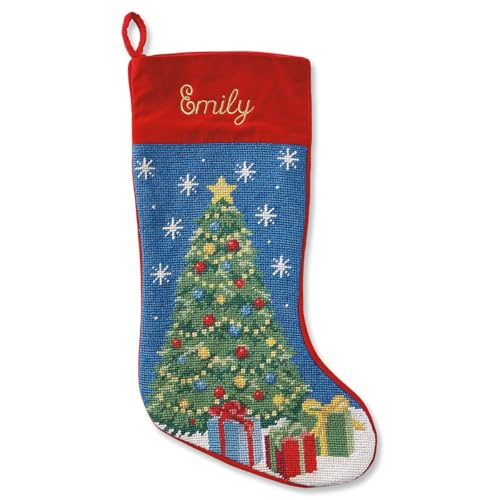 Lillian Vernon Santa Personalized Heirloom Christmas Needlepoint Stocking Stocking, 100% Wool, 9.5